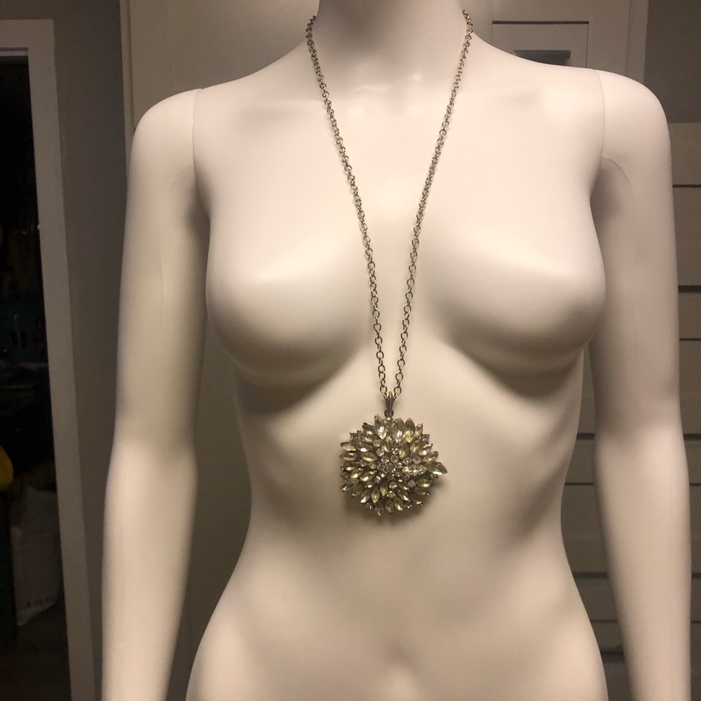 Vintage silver crystal necklace